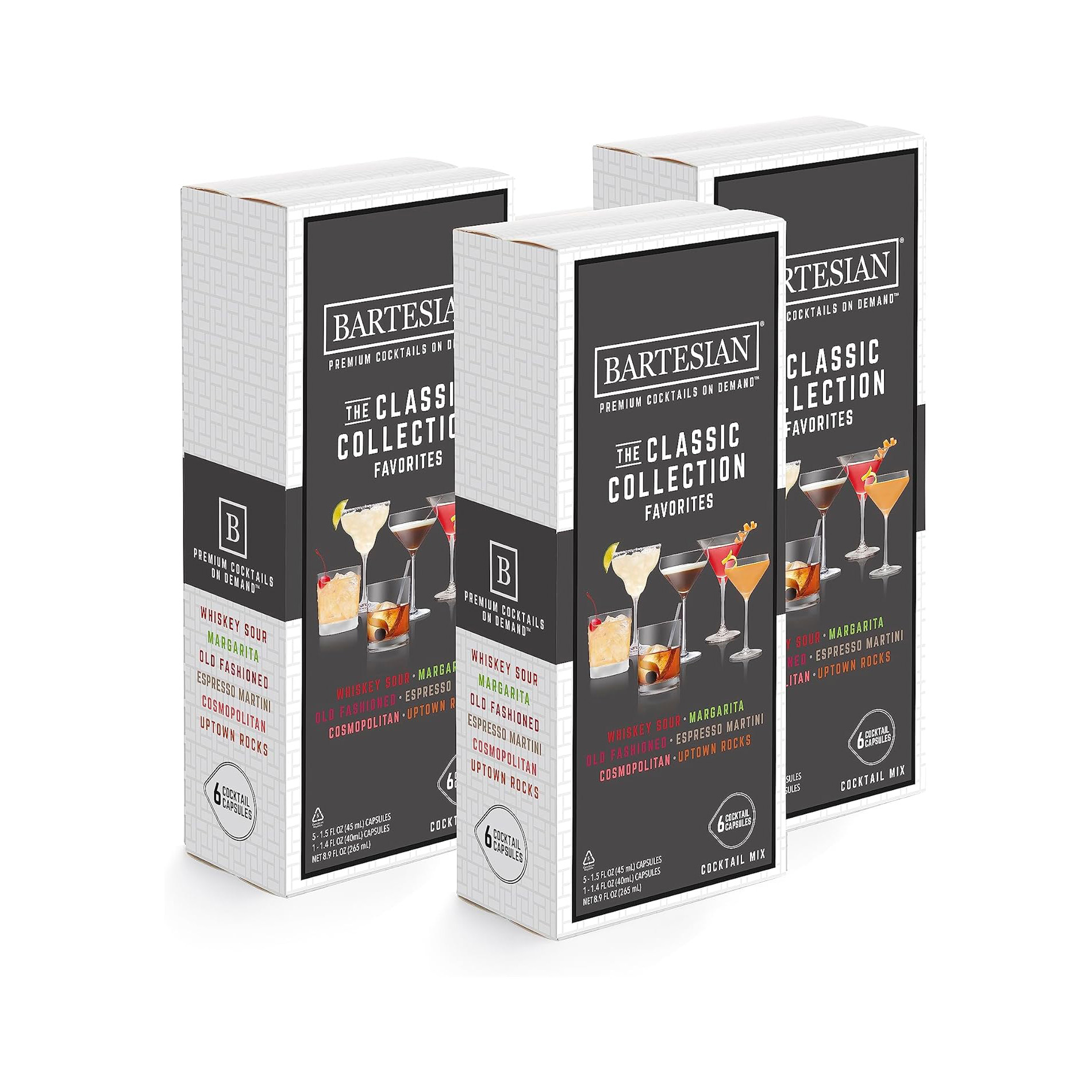 Bartesian The Classic Collection Favorites Cocktail Mixer Capsules, Variety Pack of 18 Cocktail Capsules